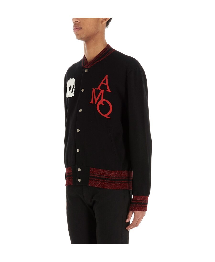 Alexander Mcqueen Skull Intarsia Bomber Jacket In Black