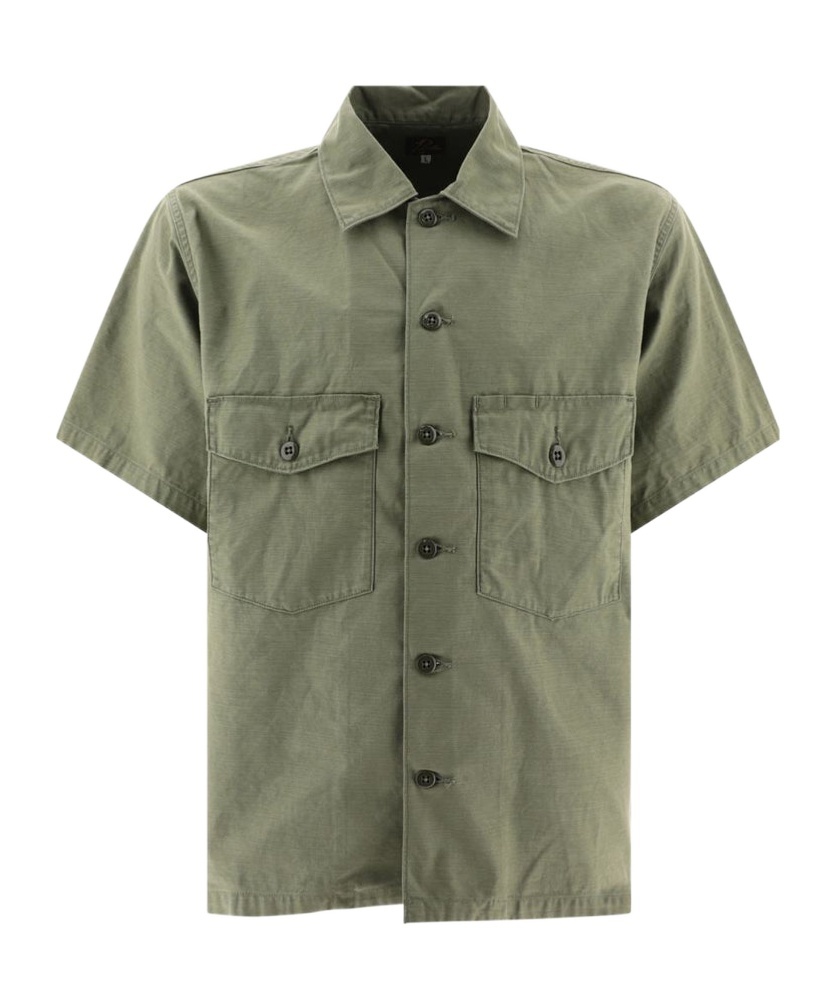 Shop Needles Collared Short-sleeved Shirt In Green