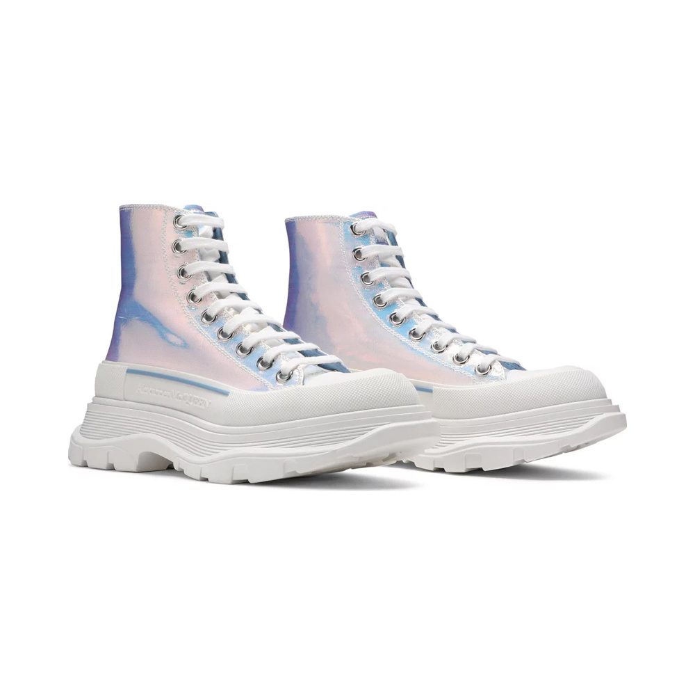 Alexander Mcqueen Tread Slick Metallic-effect Sneakers In Blue