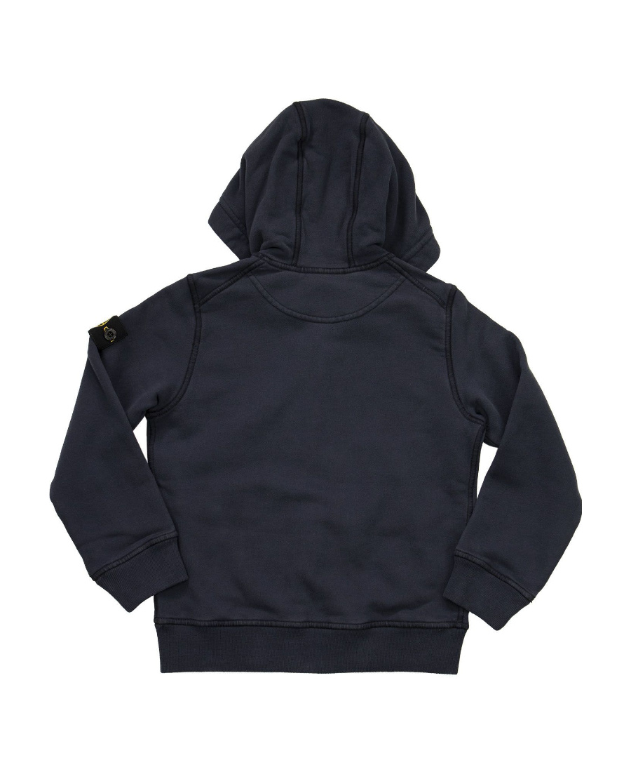 Stone Island Zip-up Cotton Hoodie In Blue