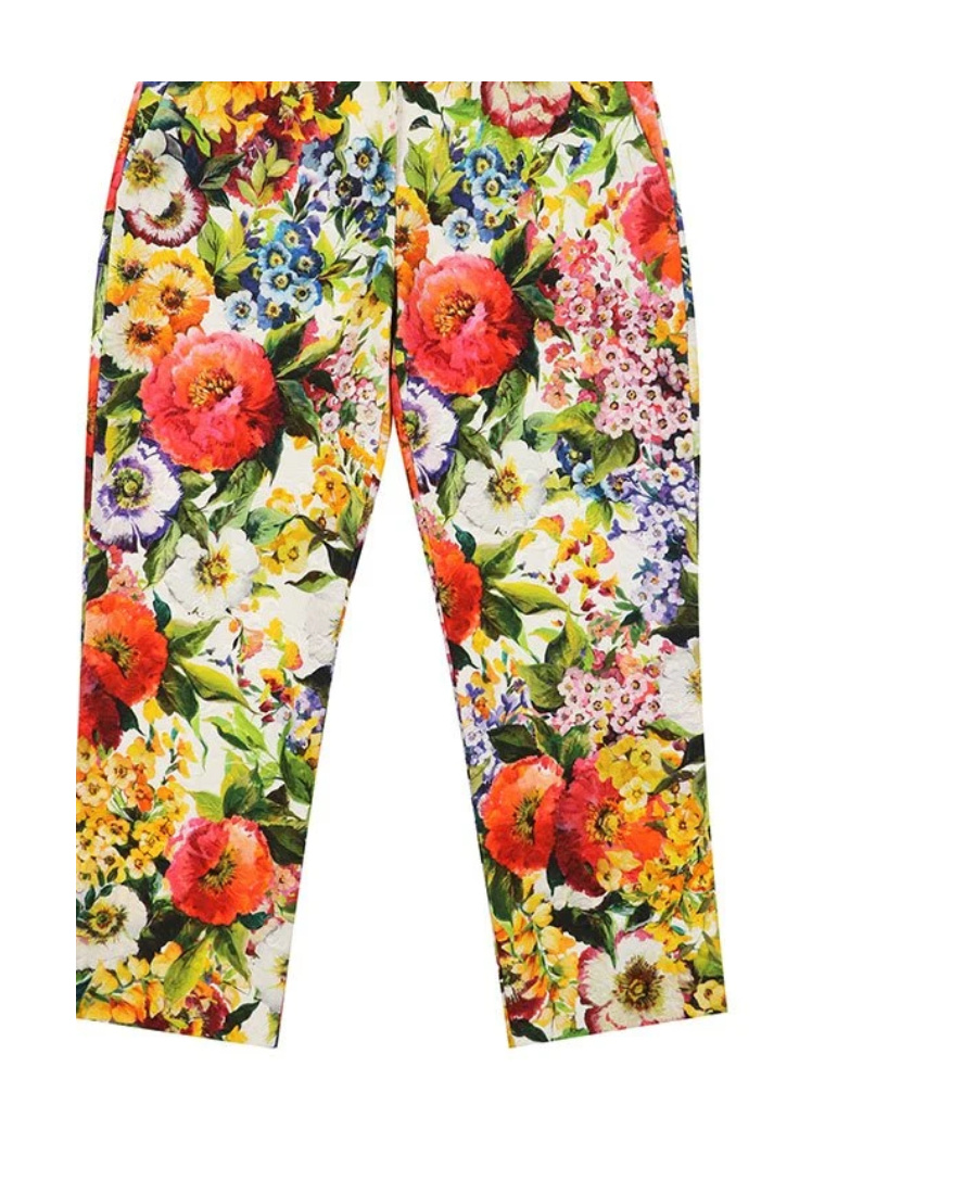 Dolce & Gabbana Printed Casual Pants In Nude