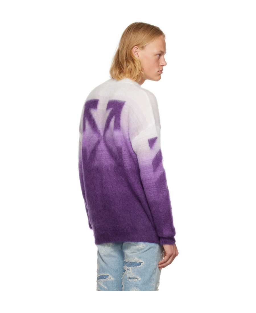 OFF-WHITE JACQUARD LOGO PATTERN SWEATER