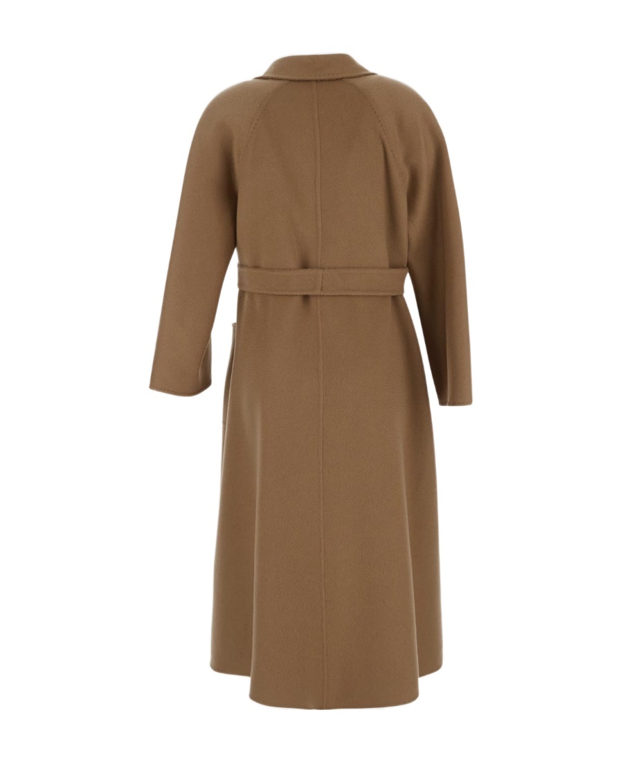 Max Mara Lace-up Cashmere Coat In Brown