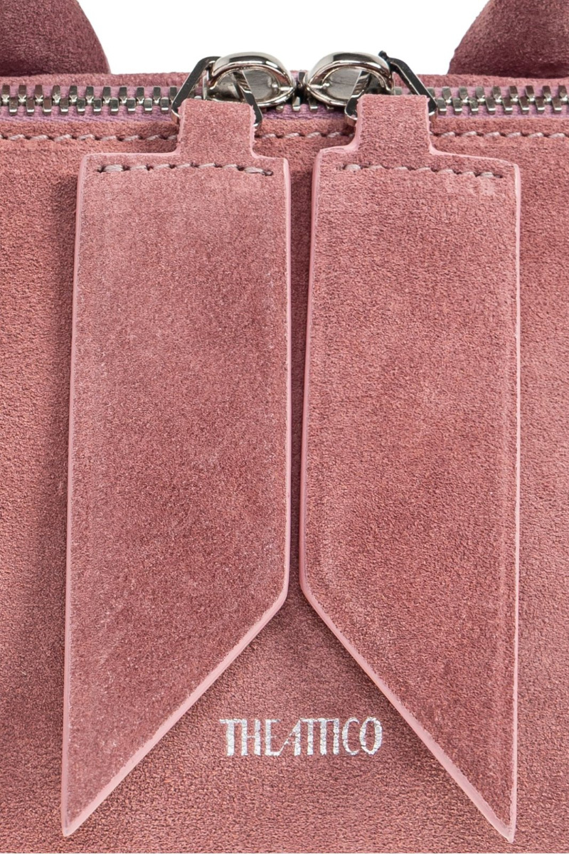 Attico Mini Friday Suede Top Handle Bag In Pink