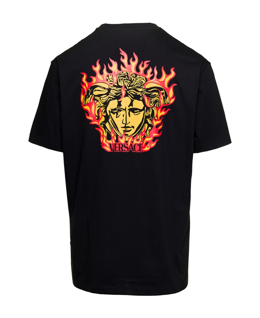 Versace Logo-print Short-sleeve T-shirt In Black
