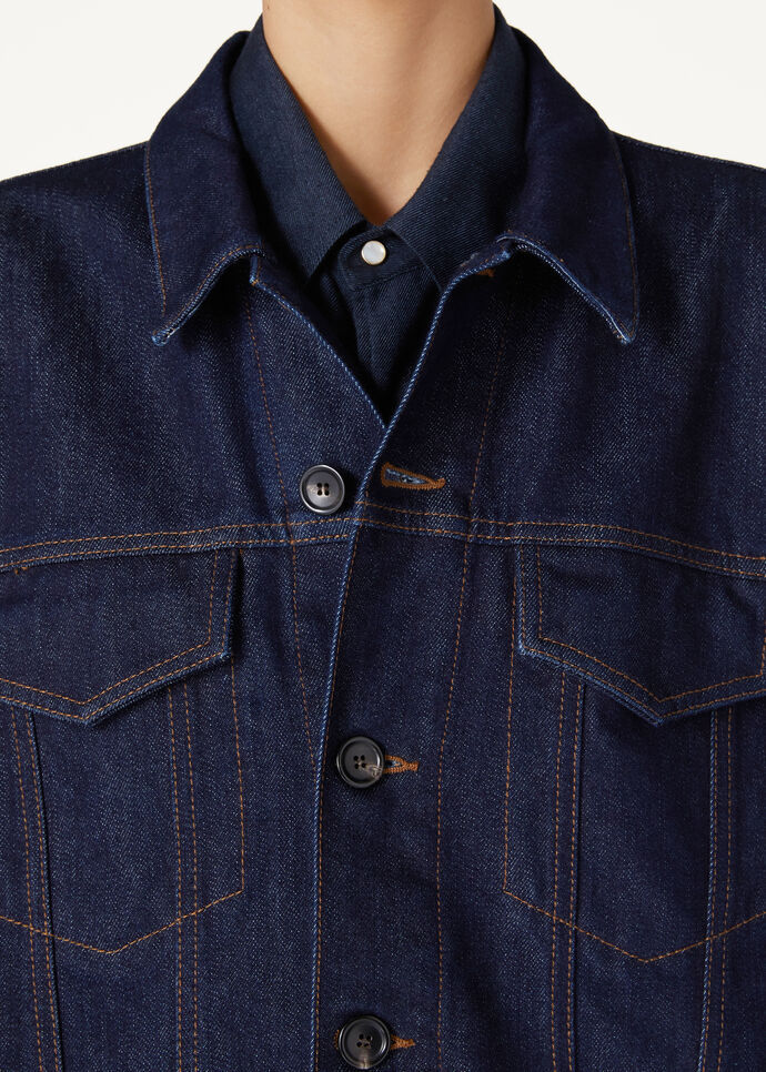 Loro Piana Giacca Cyrius Oversize Denim Coat In Black