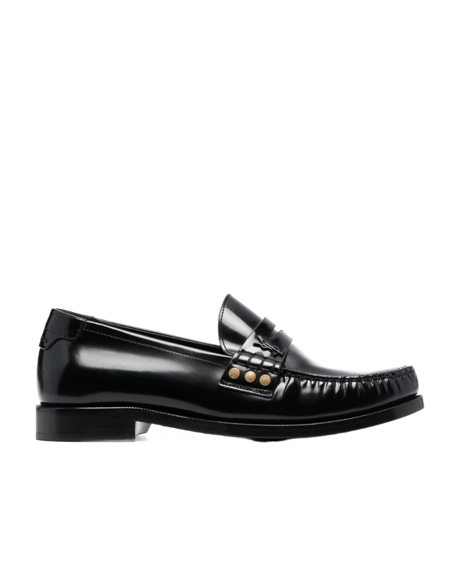 Saint Laurent Schuhe Penny-slot Leather Loafers In Black