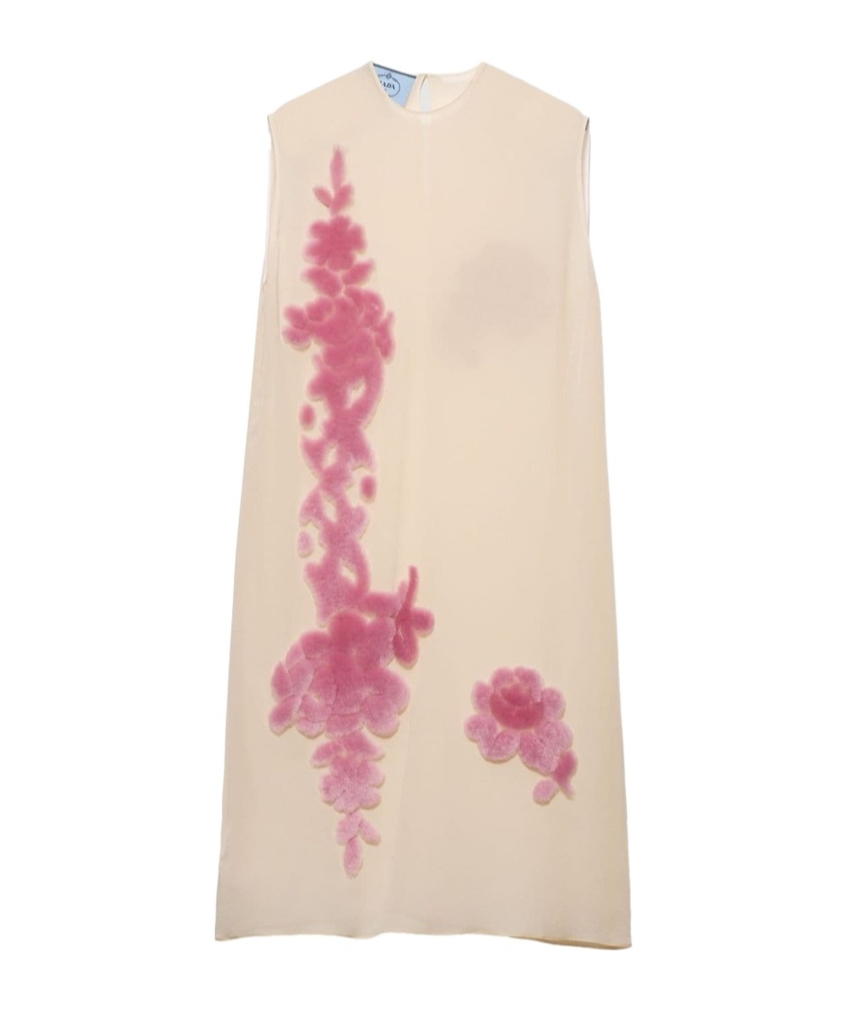 Prada Georgette Midi Dress In Pink