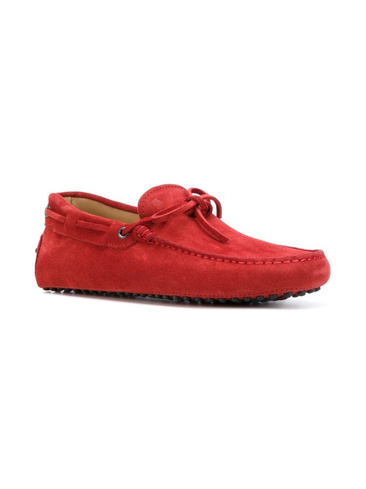 Tod's Suede Driving Shoes In Red