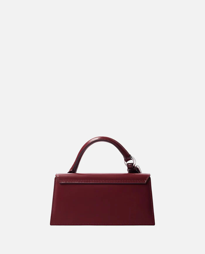 Jacquemus Burgundy Brusched Leather Le Chiquito Long Boucle Handbag In Burgundy