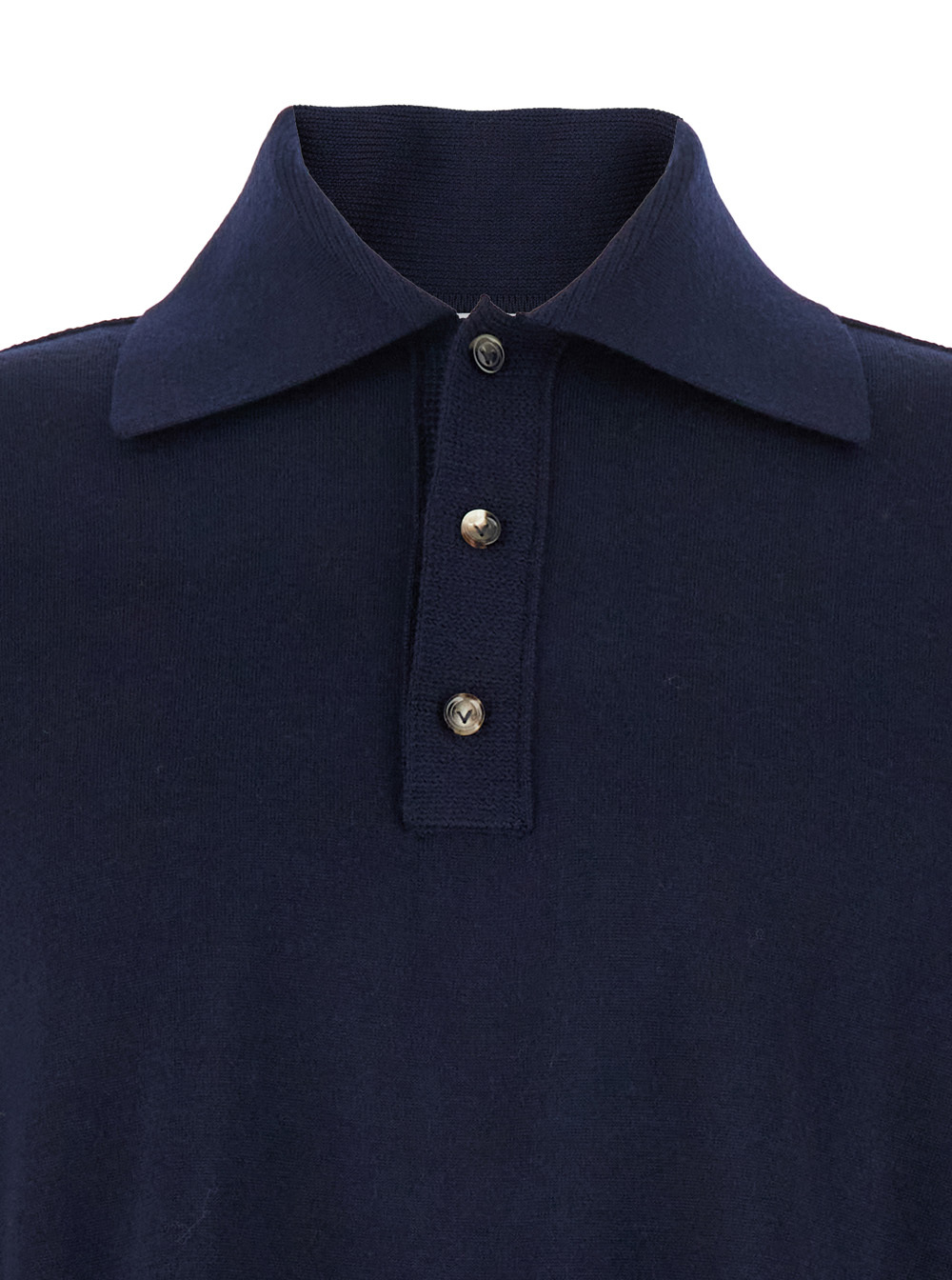 Bottega Veneta Blue Polo With Classic Collar And Embroidered Logo On The Front In Tone On Tone Cotto