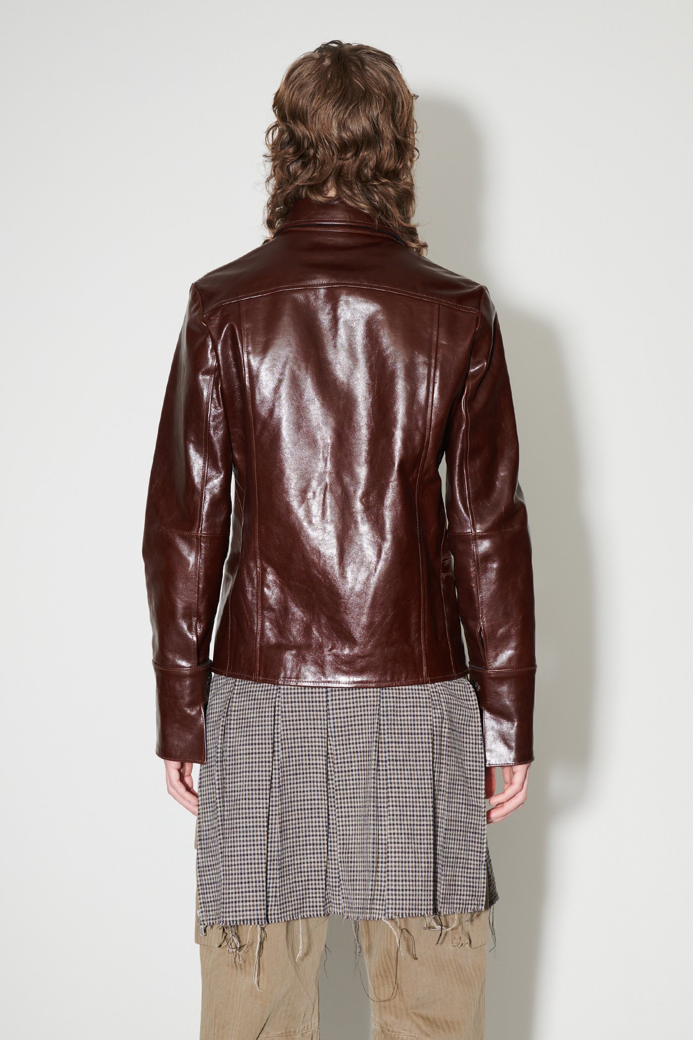 Our Legacy Long-sleeved Leather Jacket In Brown