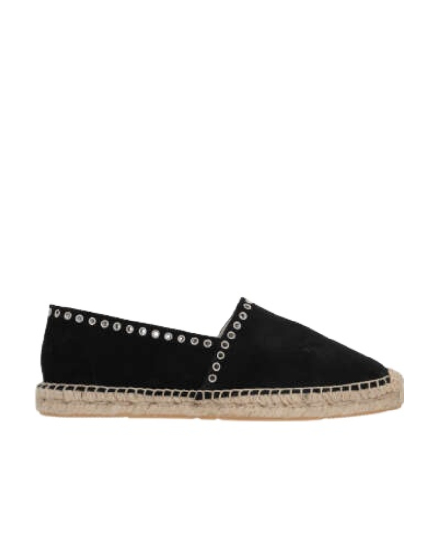 Isabel Marant Canae Eyelet-embellished Suede Espadrilles In Black