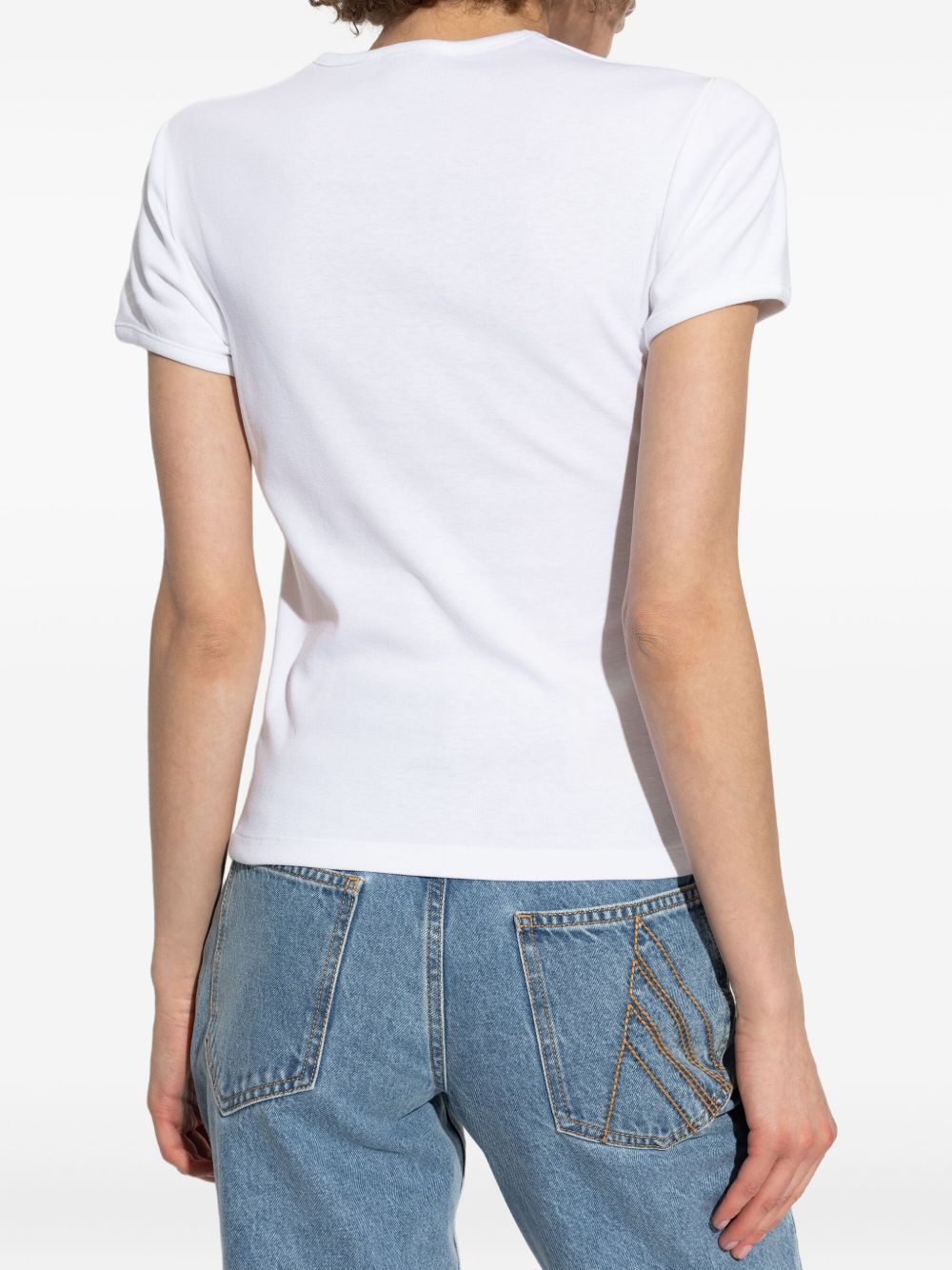 Coperni Cut-out Design Black T-shirt With Modern Silhouette In Orange