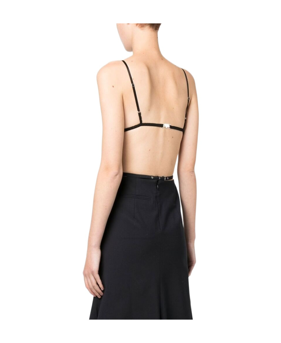 Prada Embroidered-detail Sheer Silk Bralette In Black