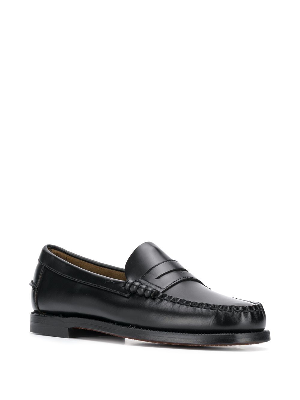 Shop Sebago Round-toe Leather Loafers In Black
