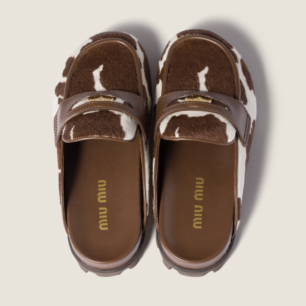 Miu Miu Printed Leather Mule