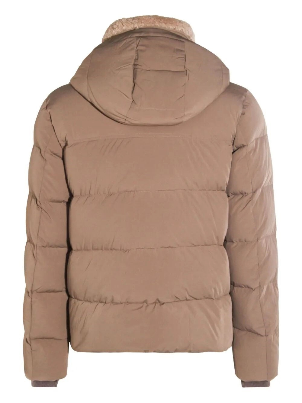 Moorer High Collar Long Sleeve Cotton Coat In Brown