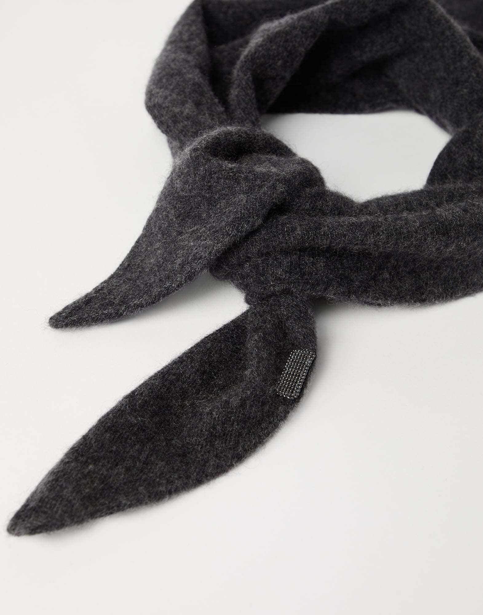 Brunello Cucinelli Foulard With Monili In Gray