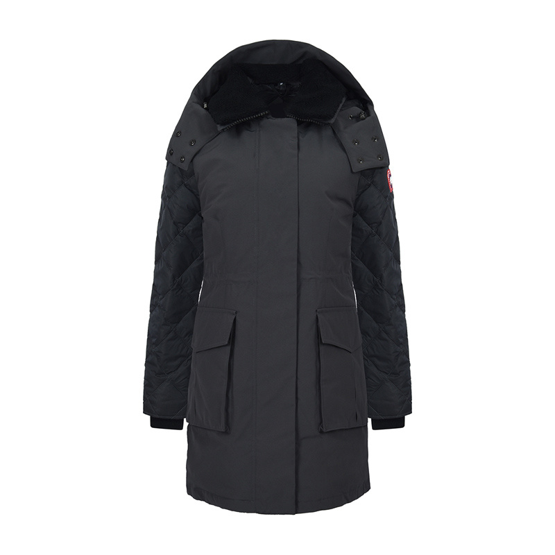 Canada Goose Hooded Down Jacket In Black