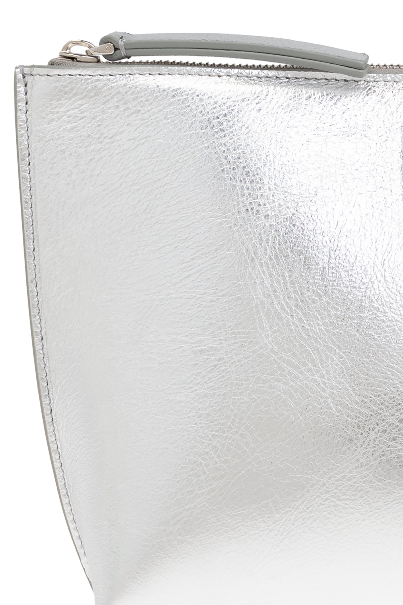 Givenchy Liquid Logo Plaque Metallic Clutch Bag In White