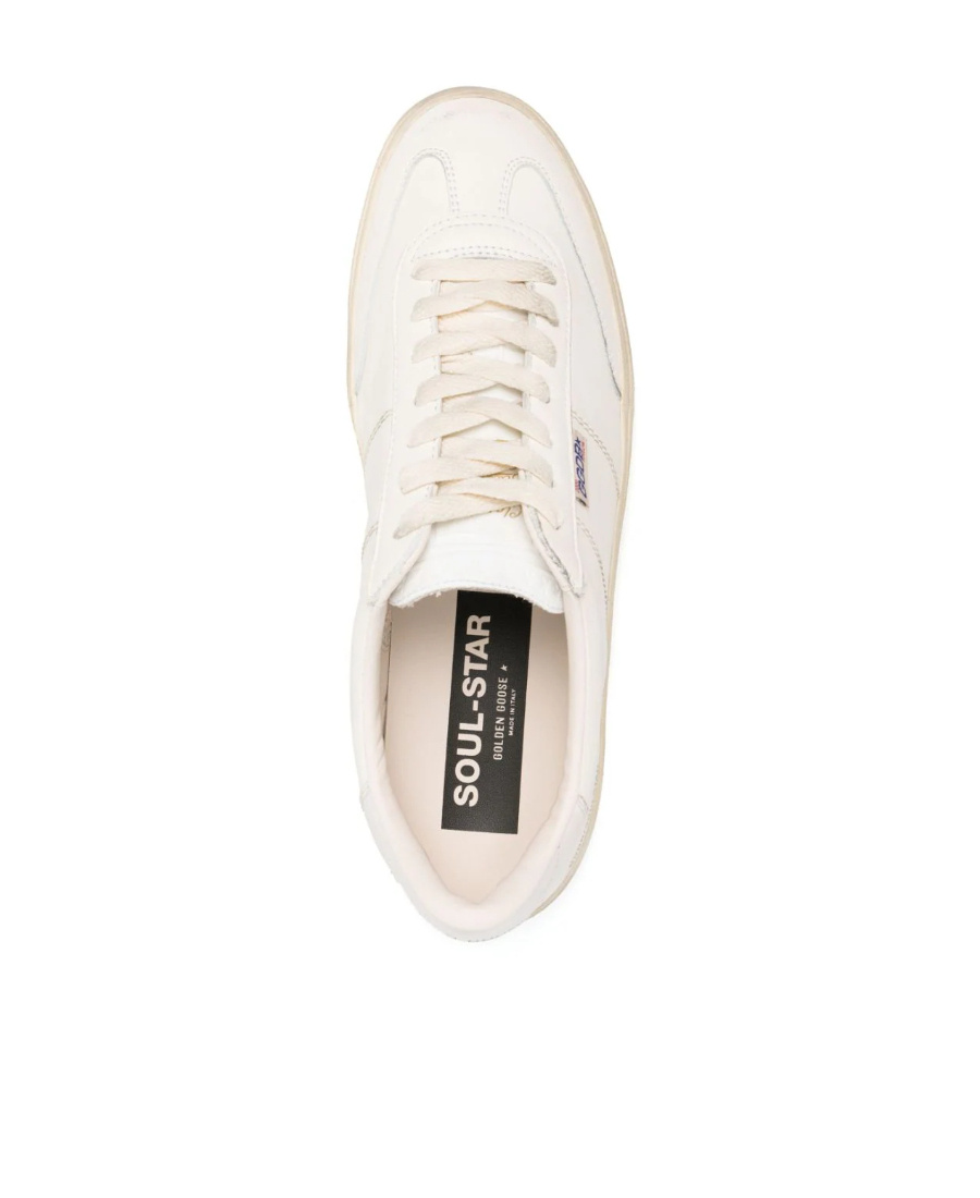 Golden Goose Soul Star Leather Low-top Sneakers With Used Effect In White