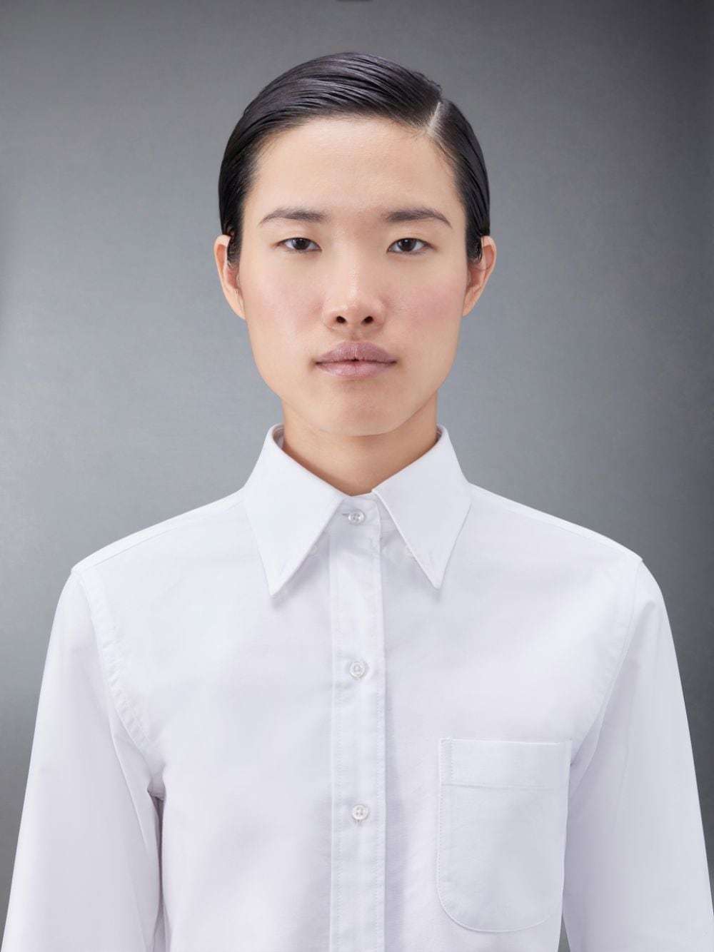 Thom Browne Logo-patch Buttoned Shirt In White
