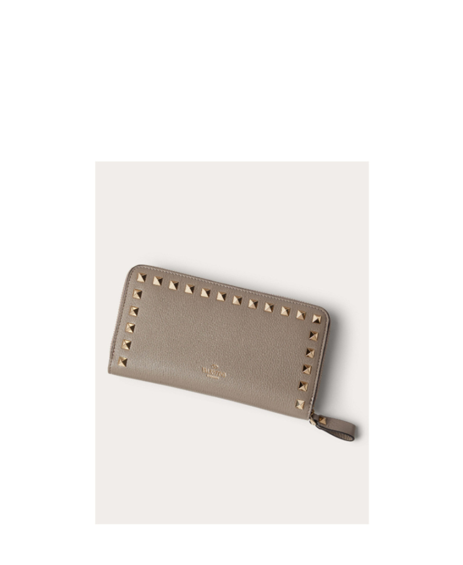 Valentino Rockstud Continental Wallet In Gray