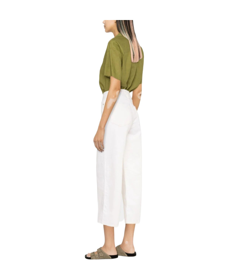 Shop Frame High-waist Wide-leg Cropped Jeans In White