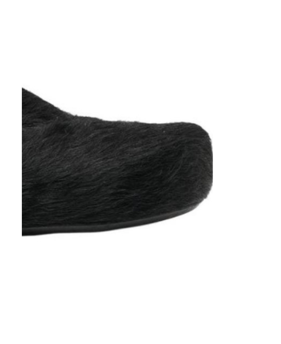 Shop Marni Black Long Haircalfskin Fussbett Sabot