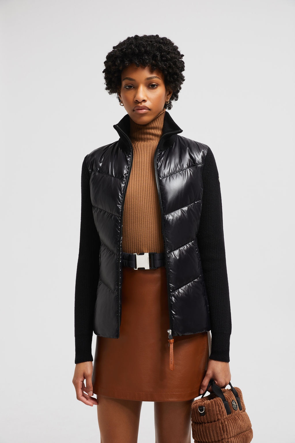 Moncler Padded Zip-up Cardigan In Black