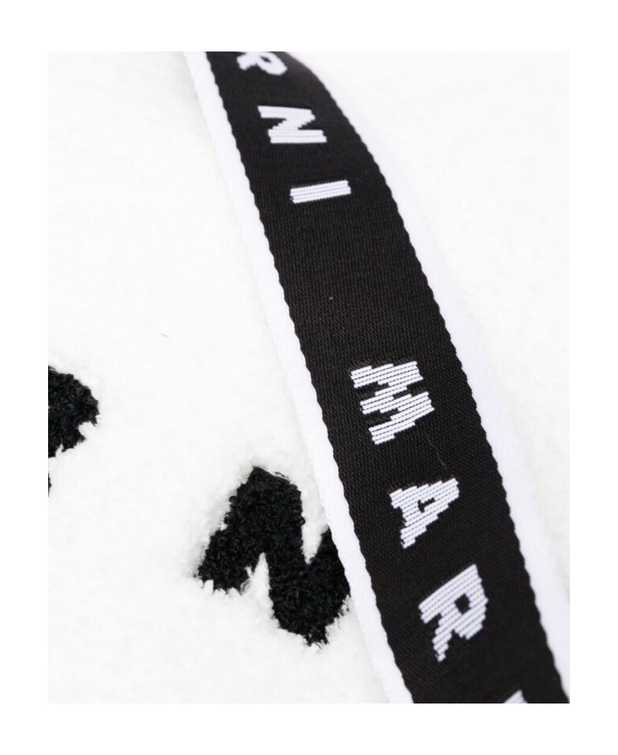 Marni Fleece-texture Debossed-logo Tote Bag In White