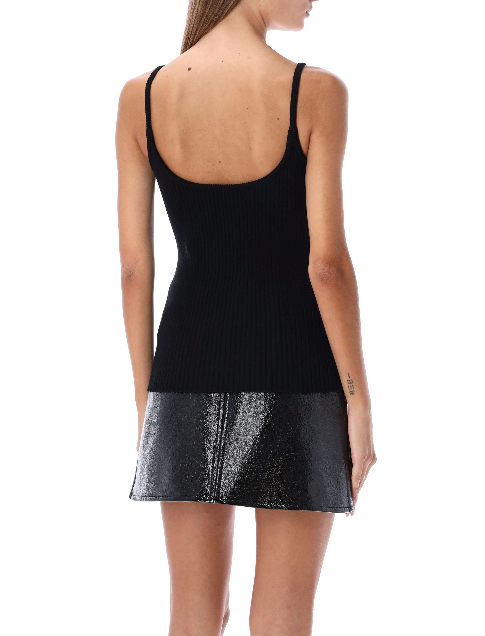 Shop Courrèges Logo-embroidered Ribbed-knit Top In Black