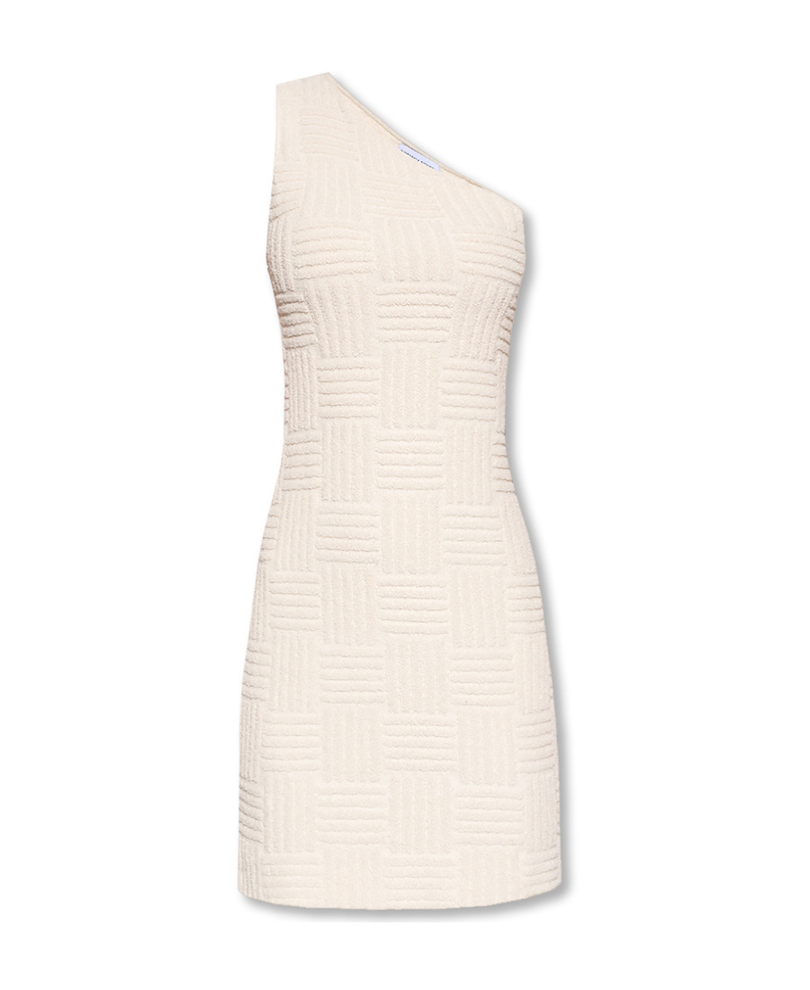 Bottega Veneta Intreccio Pattern One-sleeve Terry Dress In White