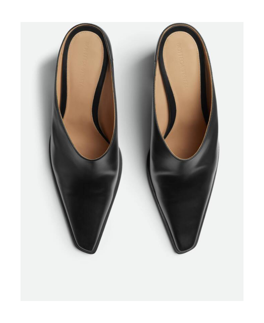 Bottega Veneta Leather Tex Mules With Covered Heel 10cm In Black