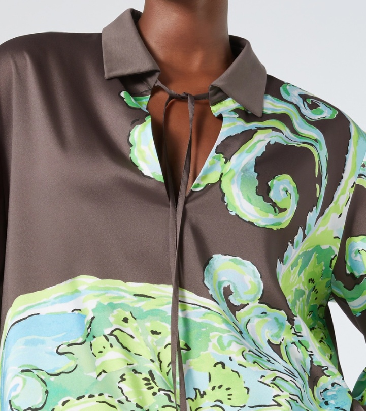MARINA RINALDI PRINTED TWILL AND JERSEY TOP