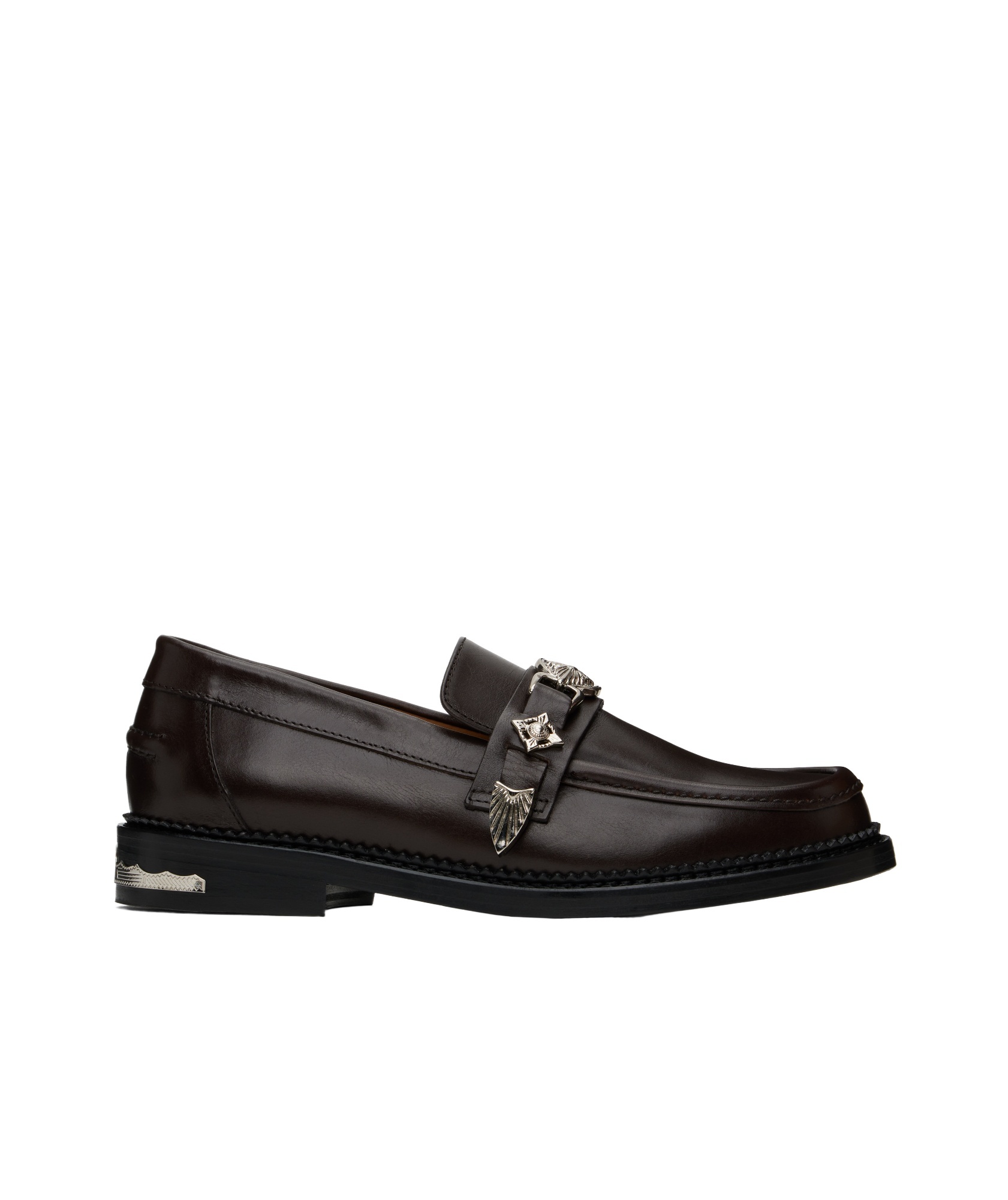 Toga Virilis Logo-engraved Leather Loafers In Dark Brown