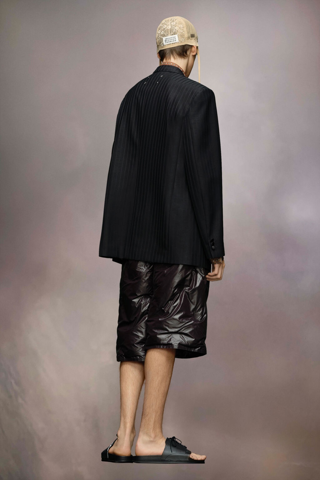 Maison Margiela Striped-effect Oversize Tuxedo Blazer In Black