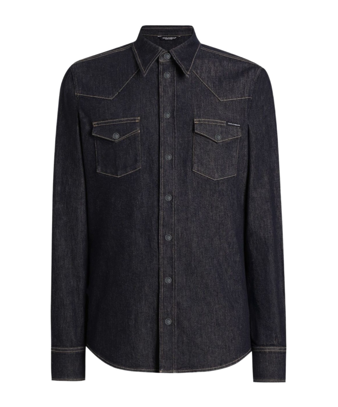 Dolce & Gabbana Denim Western Shirt In Black