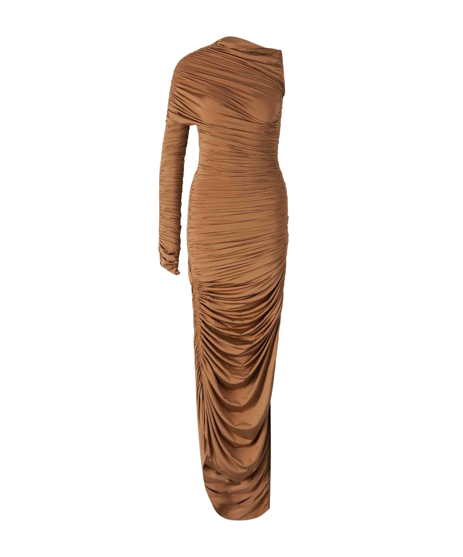 Mugler Asymmetric Ruched Maxi Dress