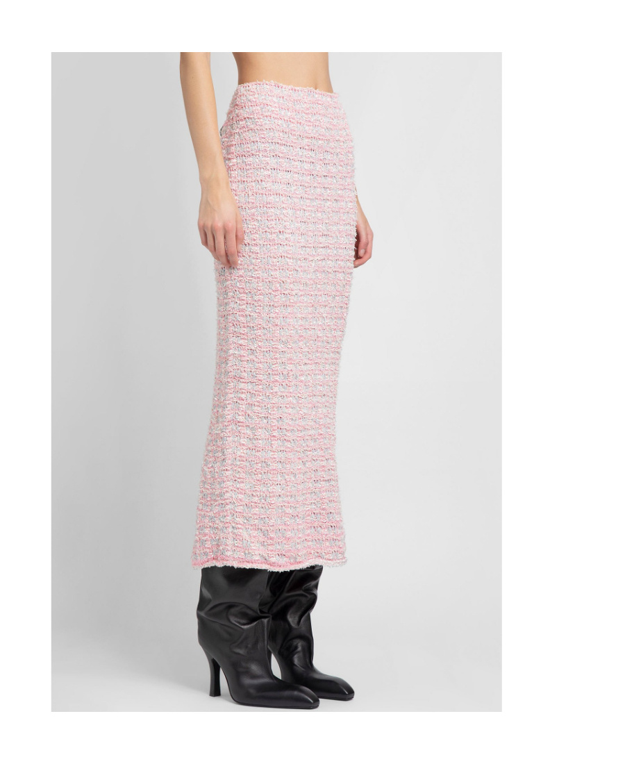 Balenciaga Back-to-front Bouclé Long Skirt In Pink