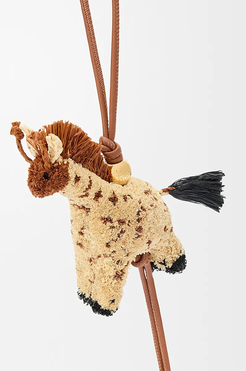 Loewe Raffia And Cowhide Giraffe Charm
