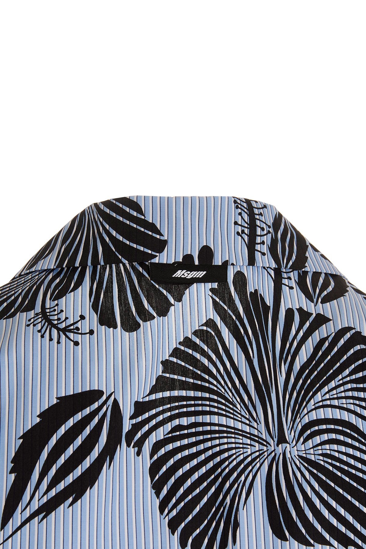 Msgm Hibiscus Print Abowling Shirt In Black