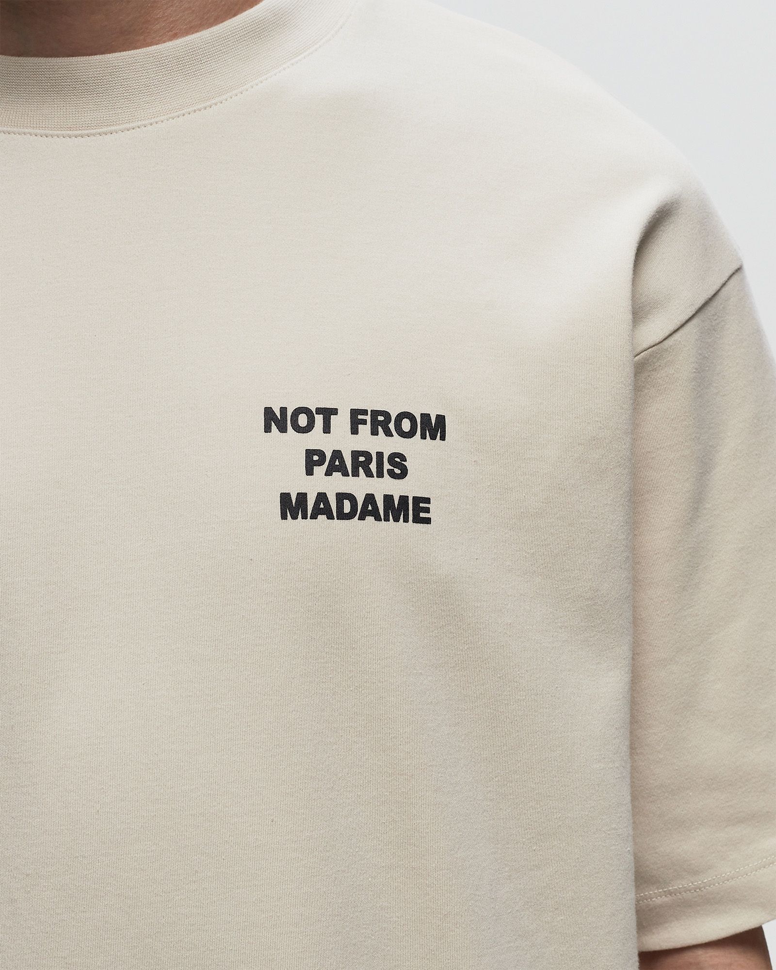 Drôle De Monsieur White Crewneck T-shirt With Slogan Print On The Front And Back In Nude
