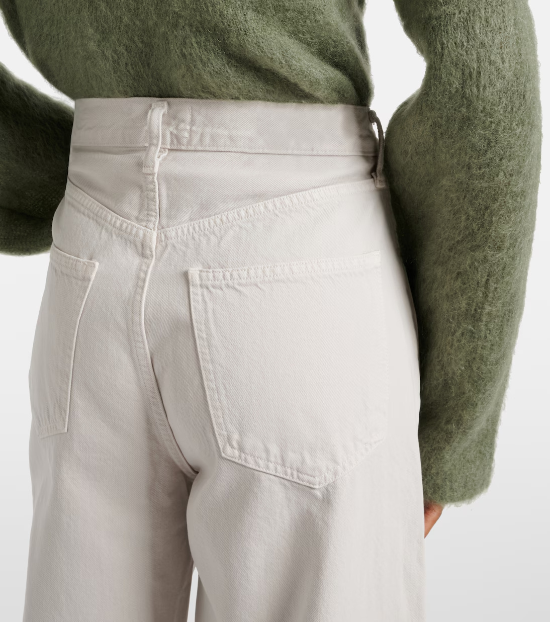 Agolde Low Curve Mid-rise Wide-leg Denim Trousers In White