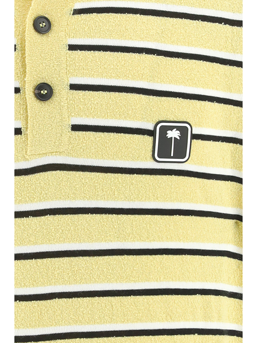 Palm Angels Stripy Terry Knitted Logo Polo Shirt In Yellow