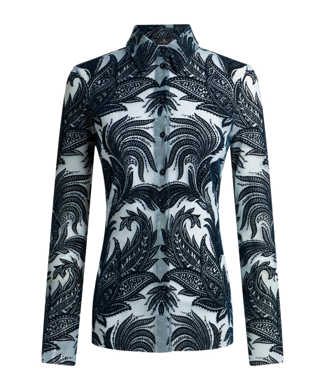 Etro Paisley Tulle Long-sleeved Shirt In Black