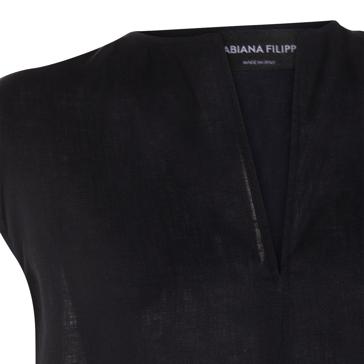 Fabiana Filippi Loose V-neck Sleeveless Top In Night Blue