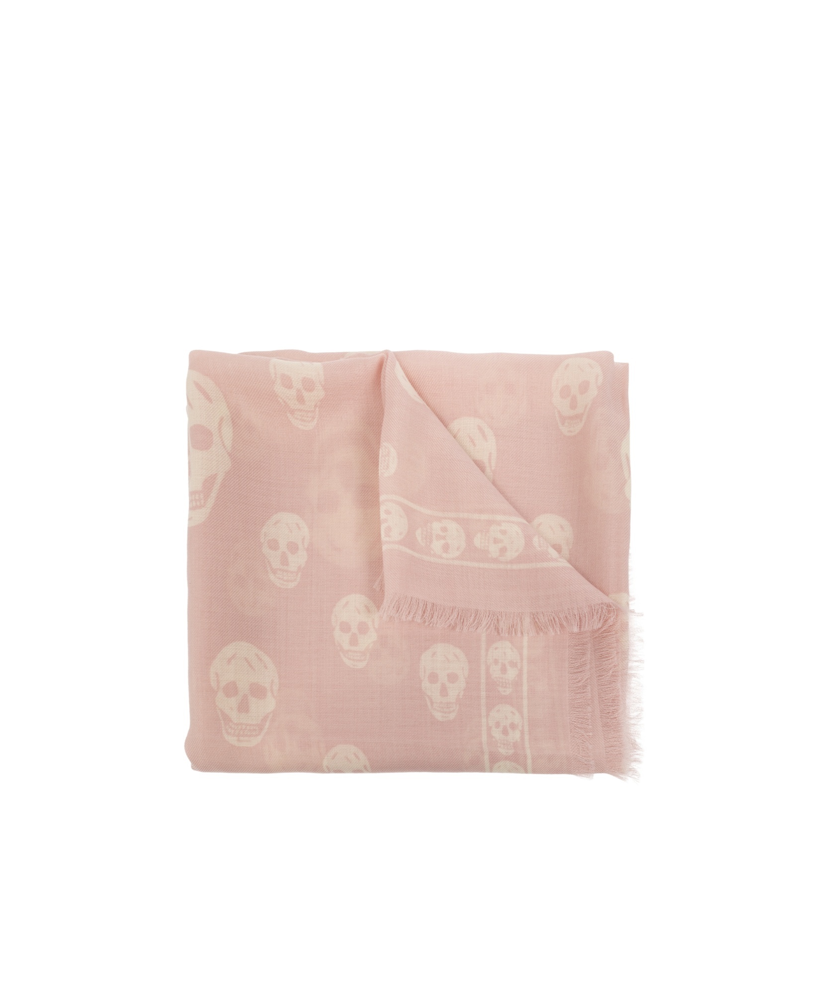 Alexander Mcqueen Skull-print Wool Scarf In Nude
