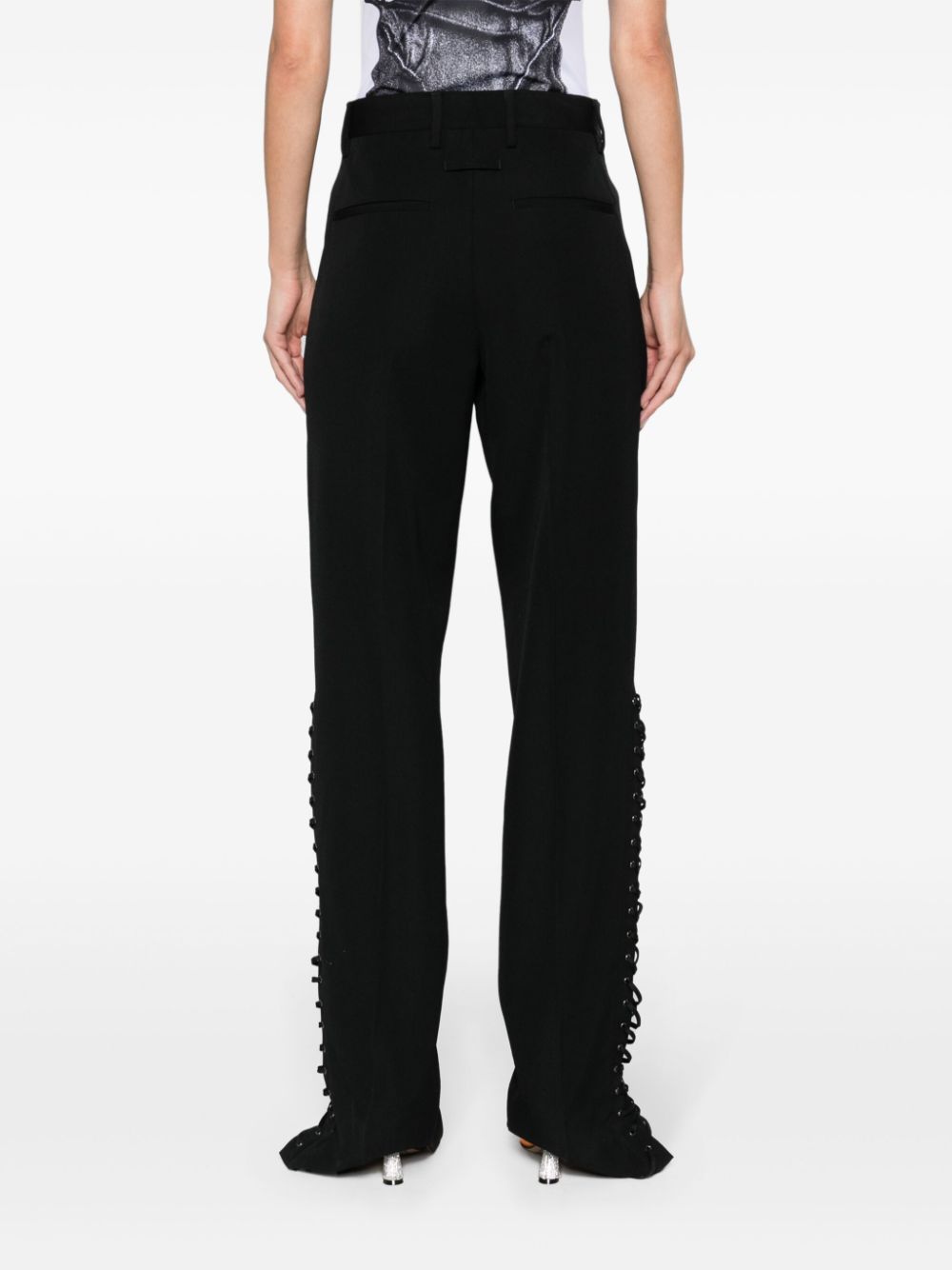 Jean Paul Gaultier Straight Leg Wool Trousers In Black